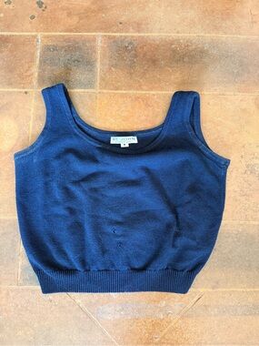 St. John Navy Sleeveless Knit Shell